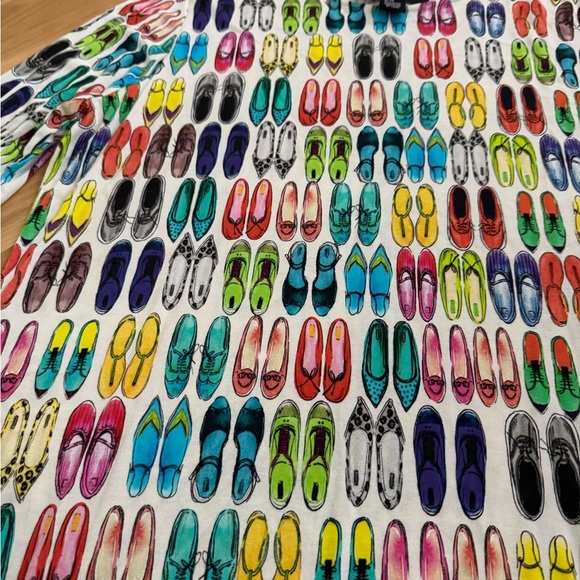 Peck & Peck Shoe Novelty Print 3/4 Sleeve Blouse All Over Print XL Viscose Blend - Picture 4 of 9